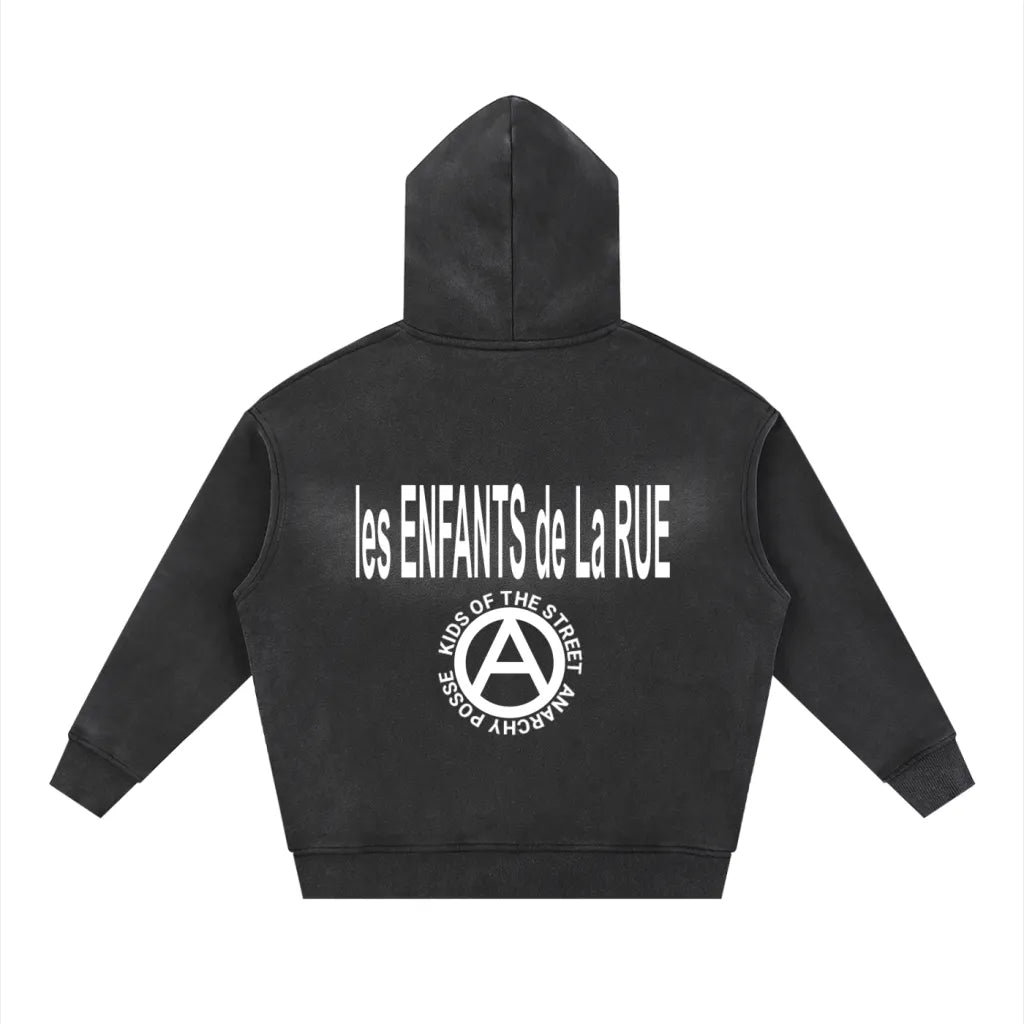 "Les ENFANTS" Sunfade Two-way Zipper Boxy Fleece Hoodie